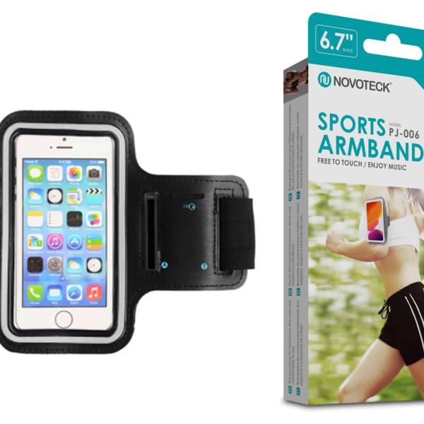 Bracelete Desportivo para Smartphone 3.5”-6.7” Negro-Confortável-Ajustável-Impermeável PJ-006