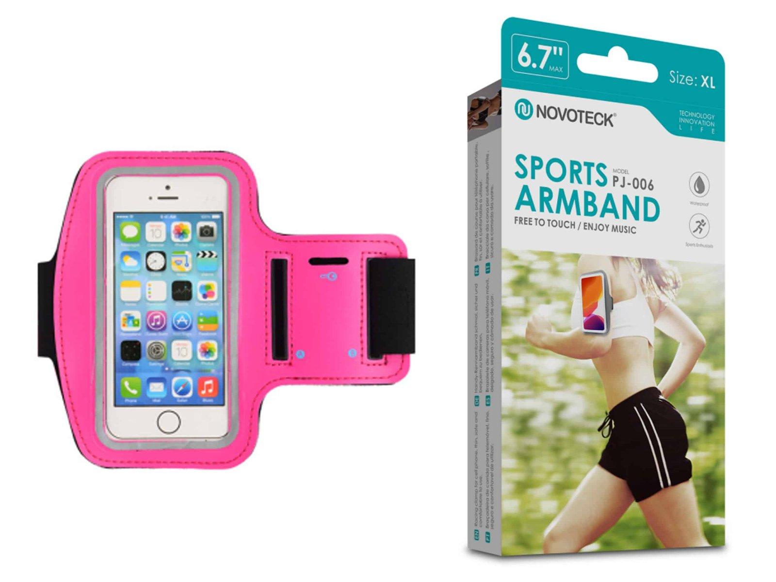 Bracelete Desportivo para Smartphone 3.5”-6.7” Rosa-Confortável-Ajustável-Impermeável PJ-006