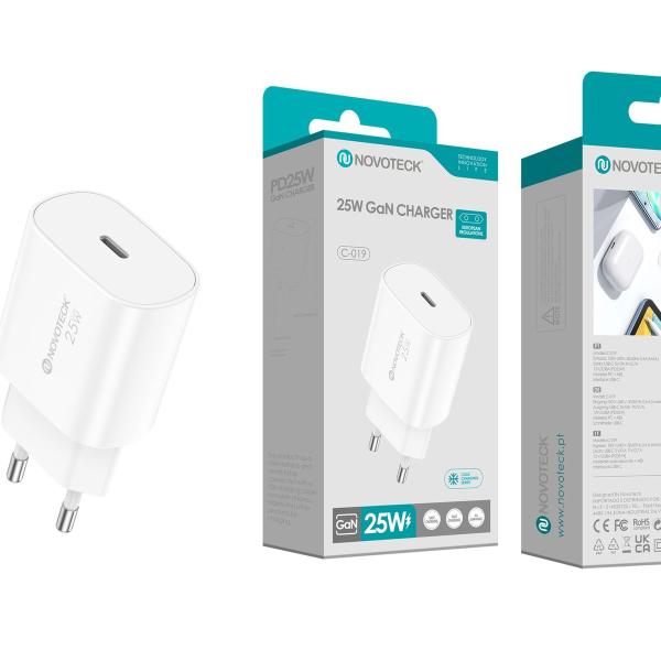 Carregador GaN USB-C PD 25W NOVOTECK C-019
