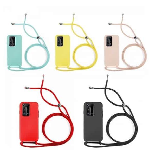 Capa Com Corda Silicone Square Para iPhone 15 Pro Max - Verde Água