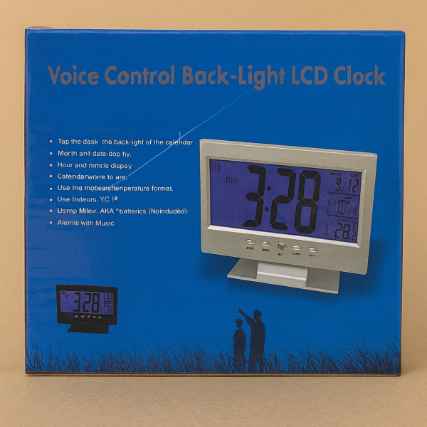 Relógio Digital LCD com Controlo por Voz – Novo na Caixa