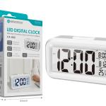 Relógio Digital LED NOVOTECK CK-002 Branco com Calendário, Alarme e Indicador de Temperatura
