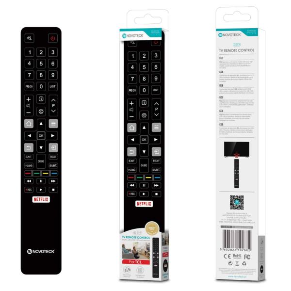 Controle Remoto Inteligente Novoteck D-019 com Botão Netflix - Compatibilidade Otimizada para TCL e outras Smart TVs