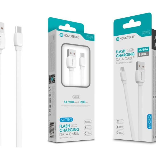 Cabo Micro USB 5A 50W 1.50M S-054 Super Macio e Durável