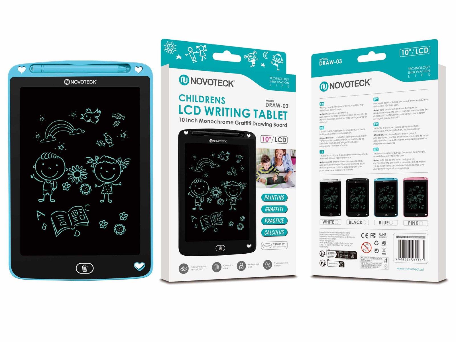 Tablet de Escrita LCD para Crianças - 10'' Polegadas, DRAW-03 Azul