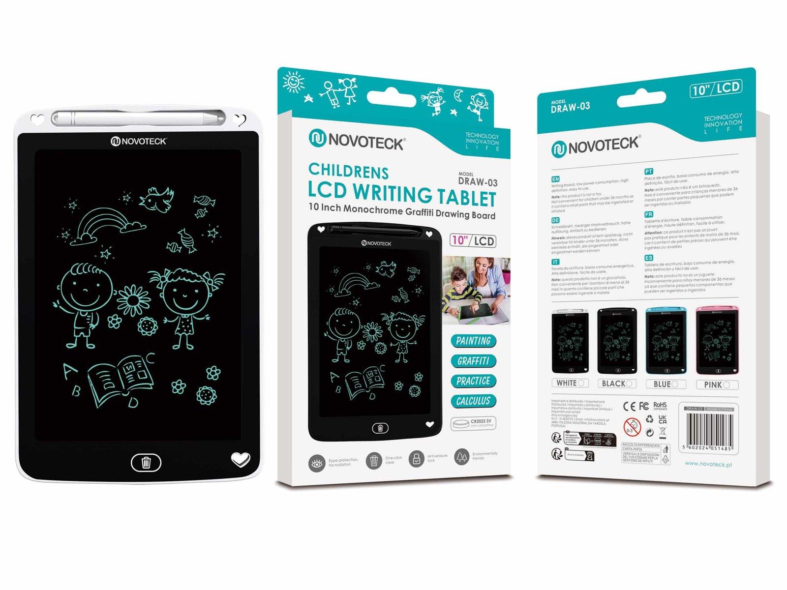 Tablet de Escrita LCD para Crianças – 10” Polegadas, DRAW-03 Branco