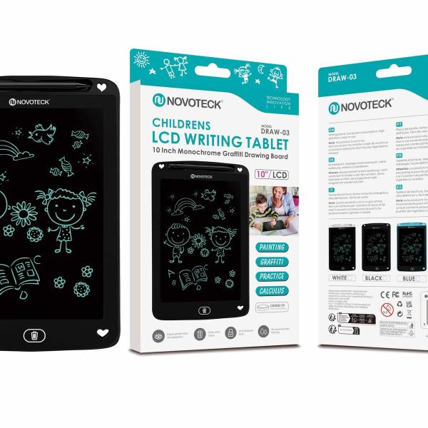 Tablet de Escrita LCD para Crianças - 10'' Polegadas, DRAW-03 Negro