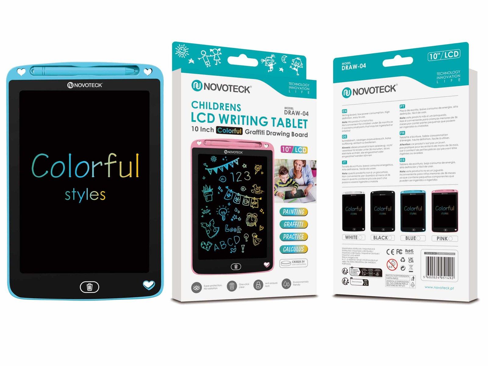 Tablet de Escrita LCD Colorido para Crianças - 10'' Polegadas, DRAW-04 Azul