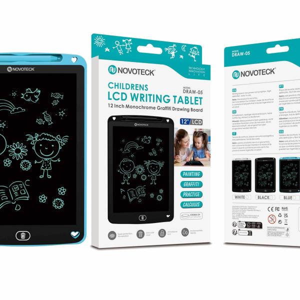 Tablet de Escrita LCD para Crianças - 12'' Polegadas, DRAW-05 Azul