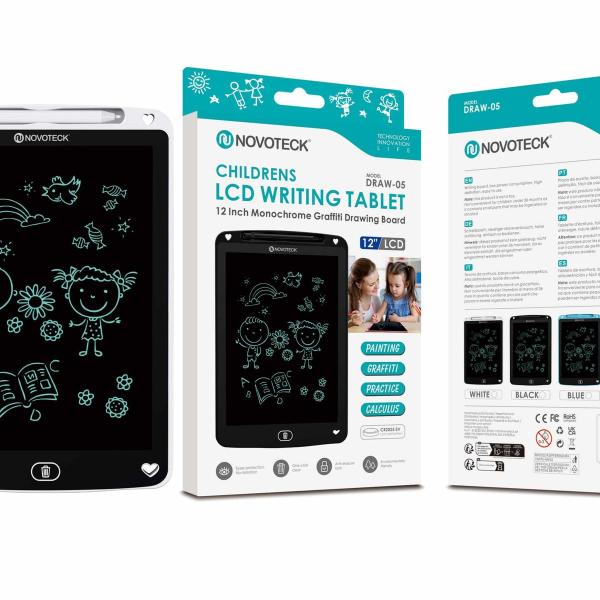 Tablet de Escrita LCD para Crianças - 12'' Polegadas, DRAW-05 Branco