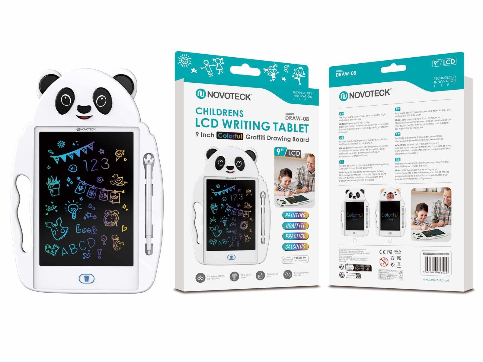 Tablet de Escrita LCD Infantil 9” Polegadas – Cores Vivas, Design de Panda DRAW-08