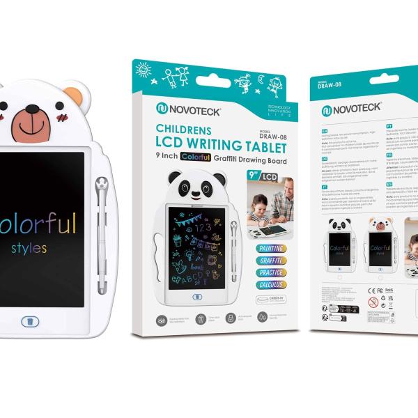 Tablet de Escrita LCD Infantil 9'' Polegadas - Cores Vivas, Design de Urso DRAW-08