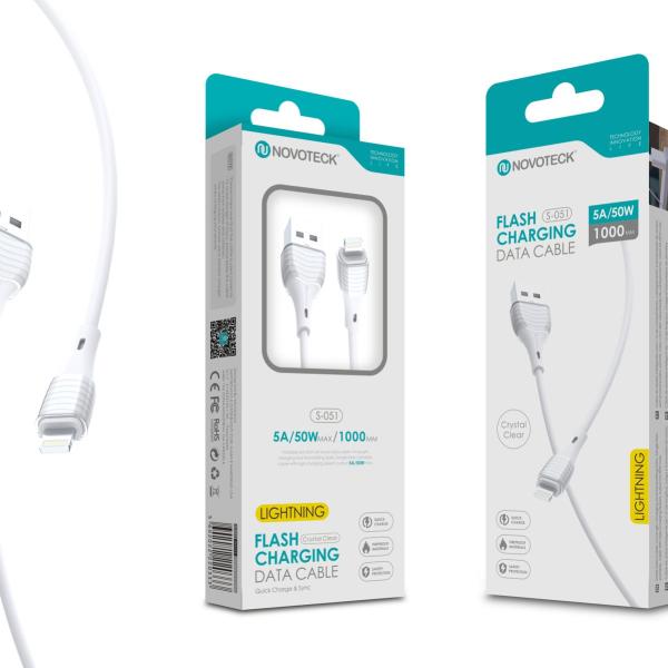 Cabo Lightning 5A 50W 1M S-051 PVC Transparente Cristal