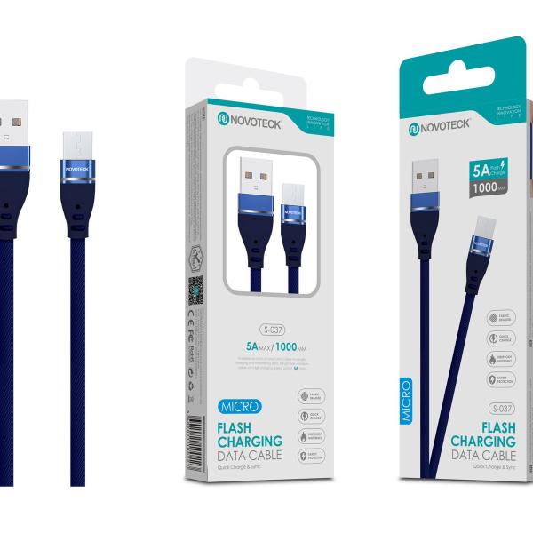 Cabo de Dados Micro USB Textil Trançado 5A 1M S-037