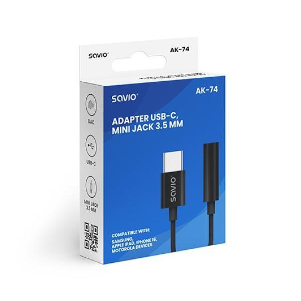 USB(C) - 3.5 MM JACK ADAPTER SAVIO AK-74