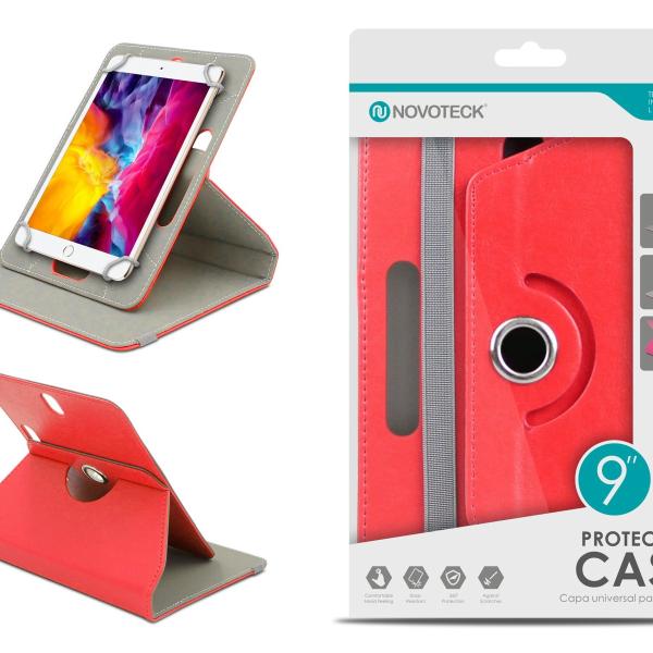 Capa Protetora Universal Vermelho para Tablet de 9'' - N-003 - Confortável, Resistente a Quedas e com Suporte Ajustável
