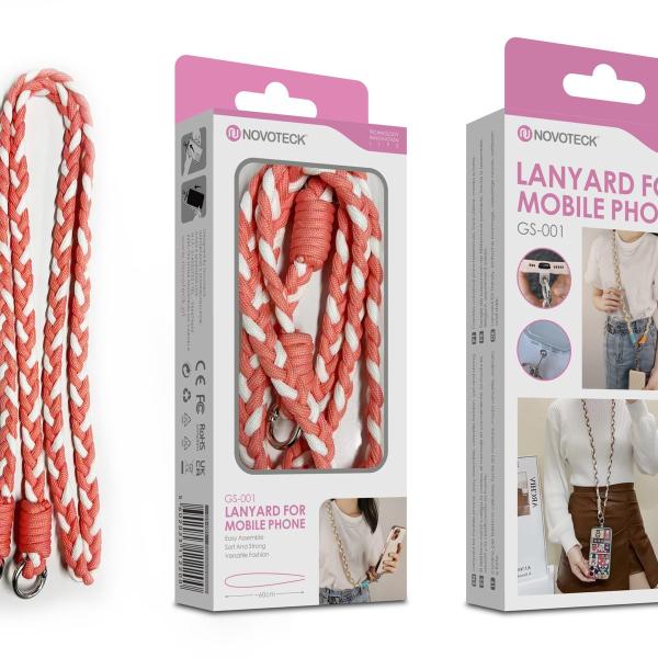 Cordão Trançado para Telemóvel NOVOTECK GS-001 - Estiloso Branco/Laranja