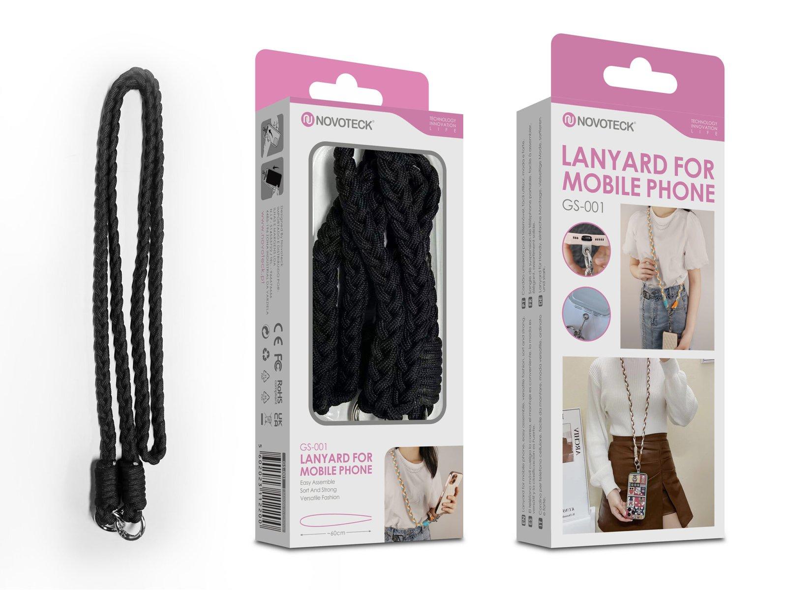 Cordão Trançado para Telemóvel NOVOTECK GS-001 - Estiloso Negro