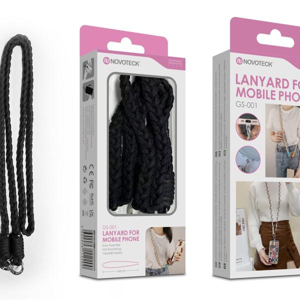 Cordão Trançado para Telemóvel NOVOTECK GS-001 - Estiloso Negro