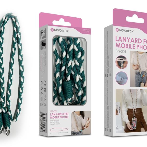 Cordão Trançado para Telemóvel NOVOTECK GS-001 - Estiloso Verde/Branco