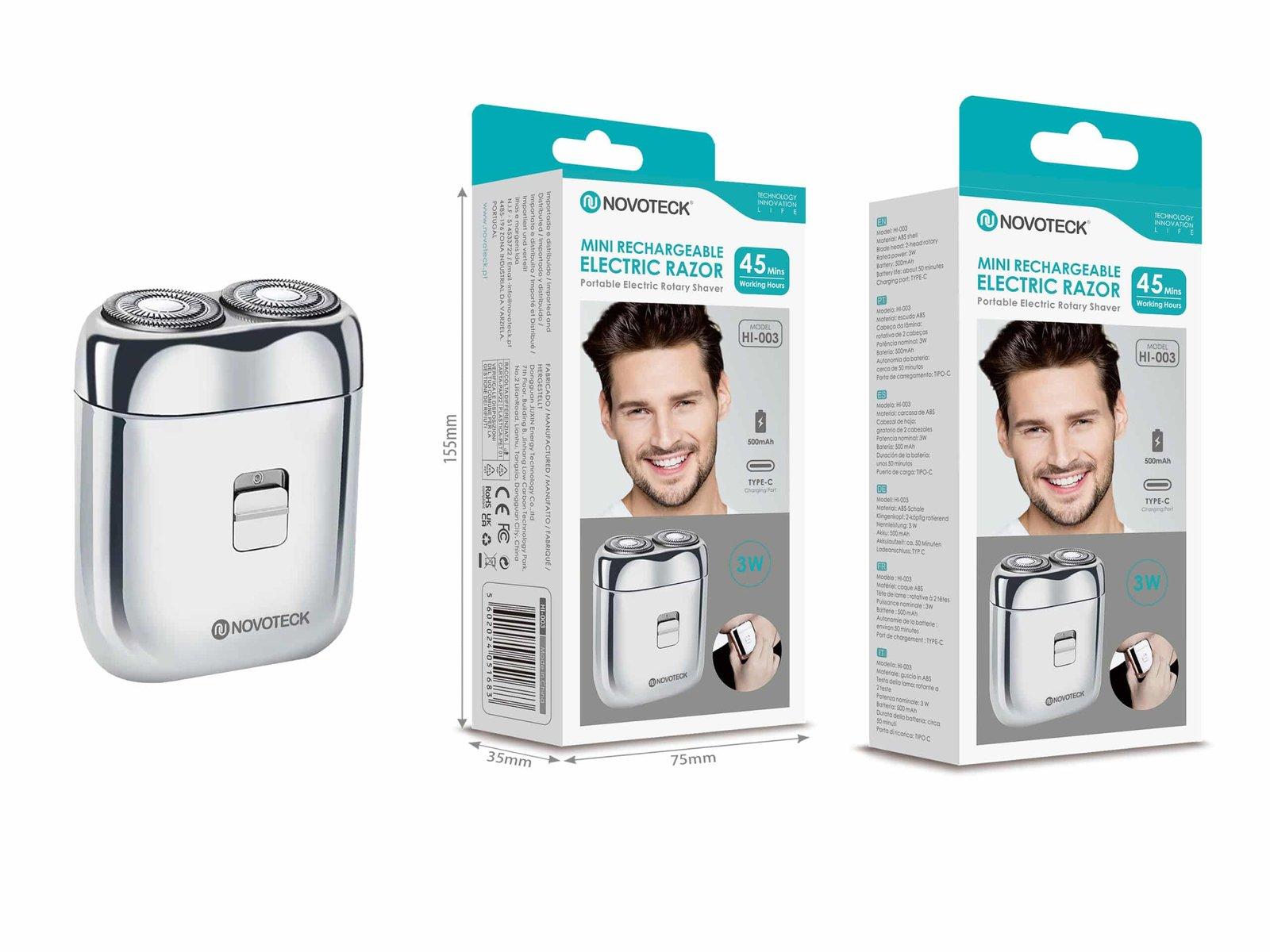 Mini Máquina de Barbear Elétrica Recarregável HI-003 - Compacta, Portátil e Eficiente