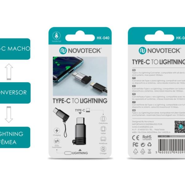 Adaptador NOVOTECK Tipo-C para Lightning HK-040