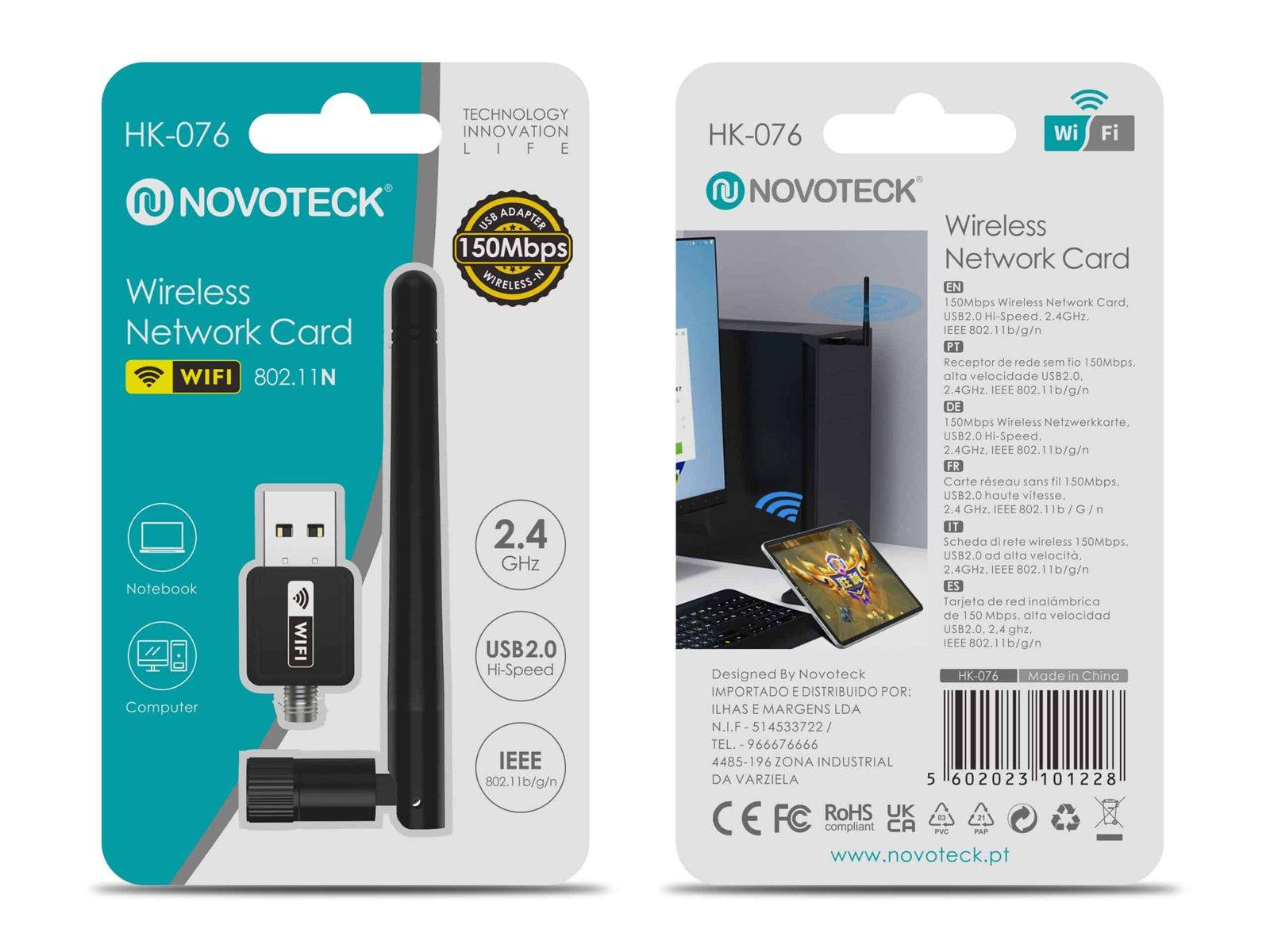 Placa de Rede Wireless USB 150 Mbps com Antena Externa HK-076