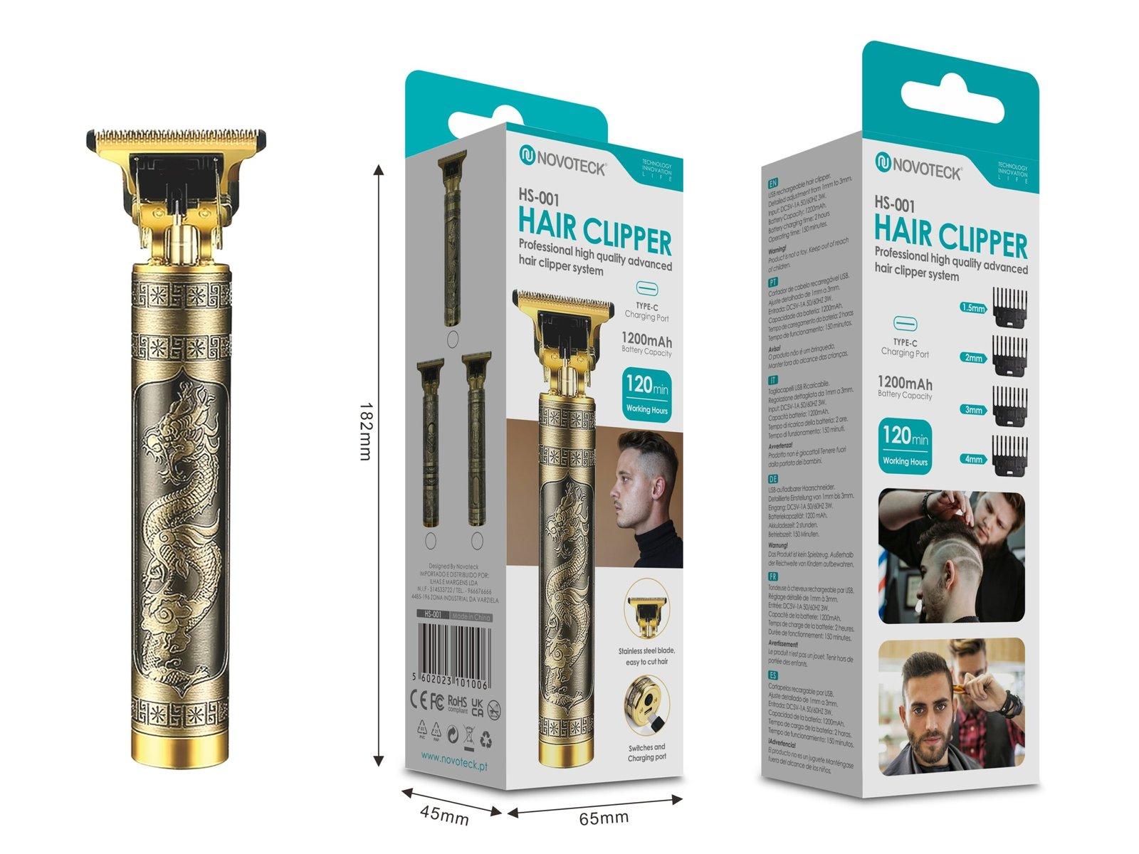 Cortador de Cabelo Profissional NOVOTECK HS-001 - Design Dragão