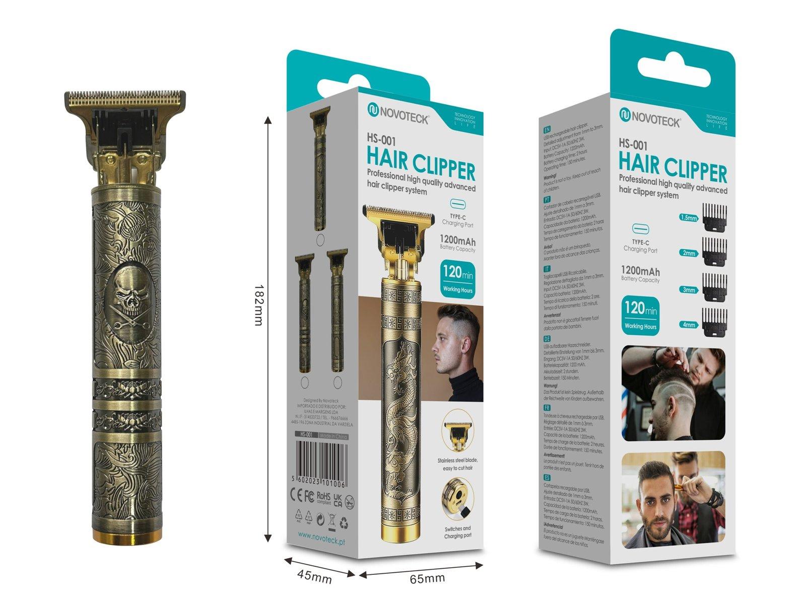 Cortador de Cabelo Profissional NOVOTECK HS-001 - Design Esqueleto