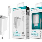 Carregador com Cabo Lightning Branco 2.4A 2 USB NOVOTECK C-003L