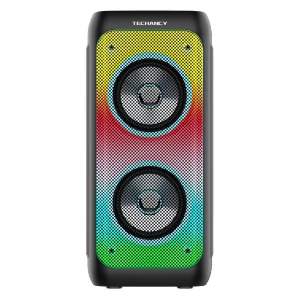 Altifalantes Bluetooth 5.0 Estereo, Altifalante Sem Fios Portatil , Luzes Coloridas, Bateria De 2000 Mah, Exterior Para Presentes De Festa Em Casa.Preto