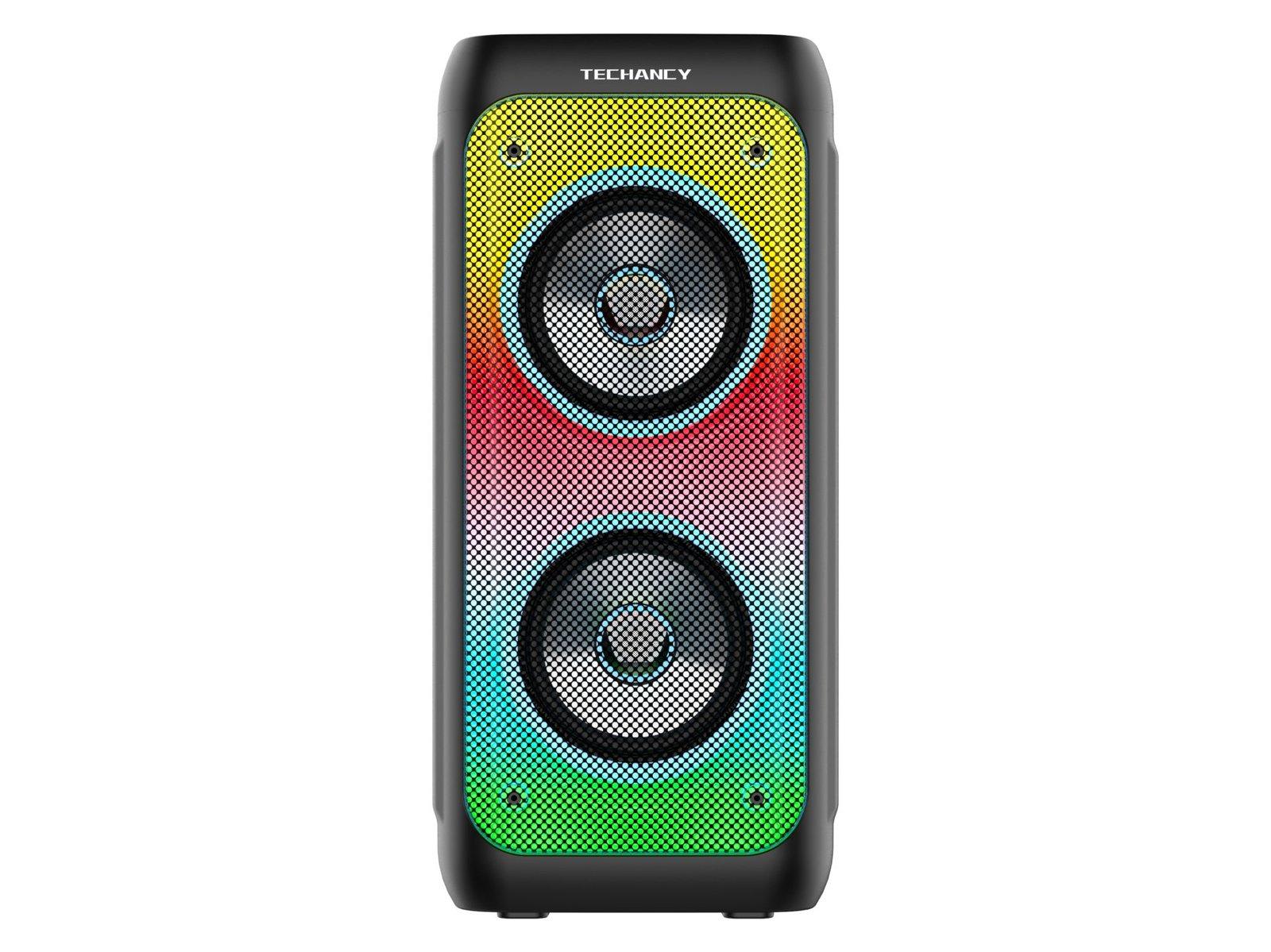 Altifalantes Bluetooth 5.0 Estereo, Altifalante Sem Fios Portatil , Luzes Coloridas, Bateria De 2000 Mah, Exterior Para Presentes De Festa Em Casa.Preto