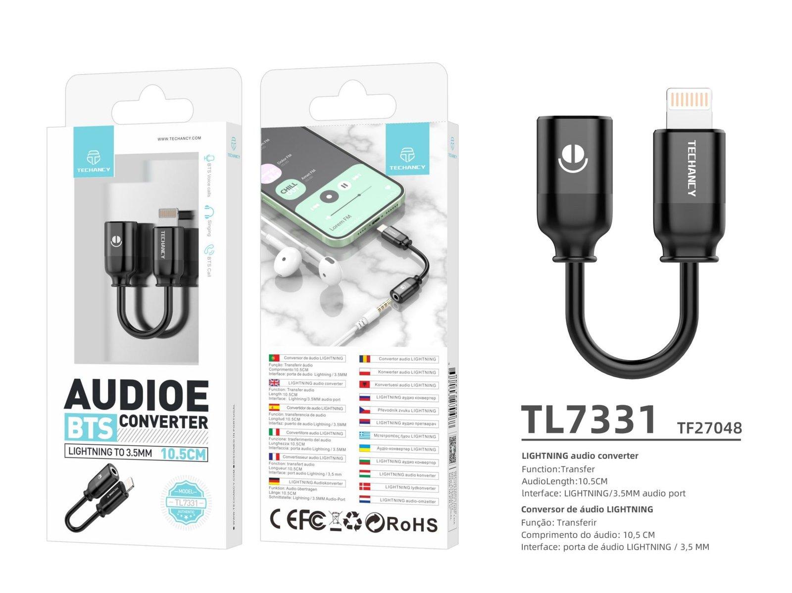 Cabo De Audio Lightning Para 3.5Mm Preto Bluetooth