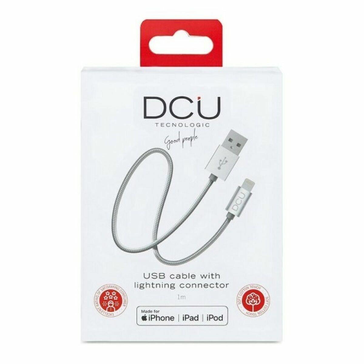 Cabo Carregador USB Lightning  iPhone DCU Prateado 1 m