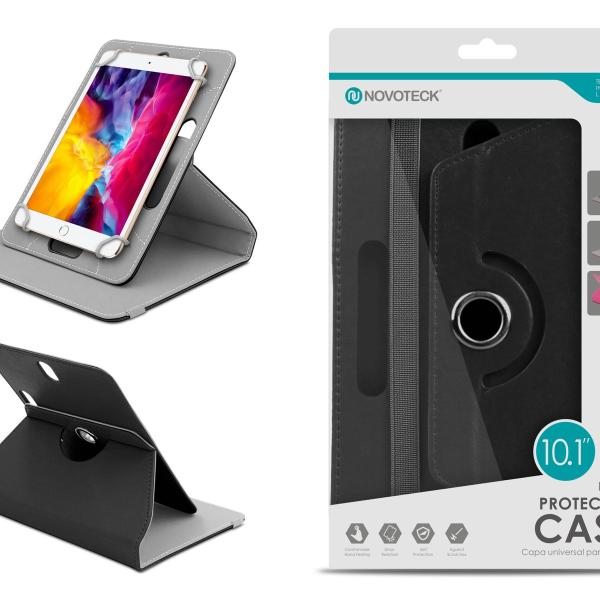 Capa Protetora Universal Negro para Tablet de 10.1'' - N-005- Confortável, Resistente a Quedas e com Suporte Ajustável