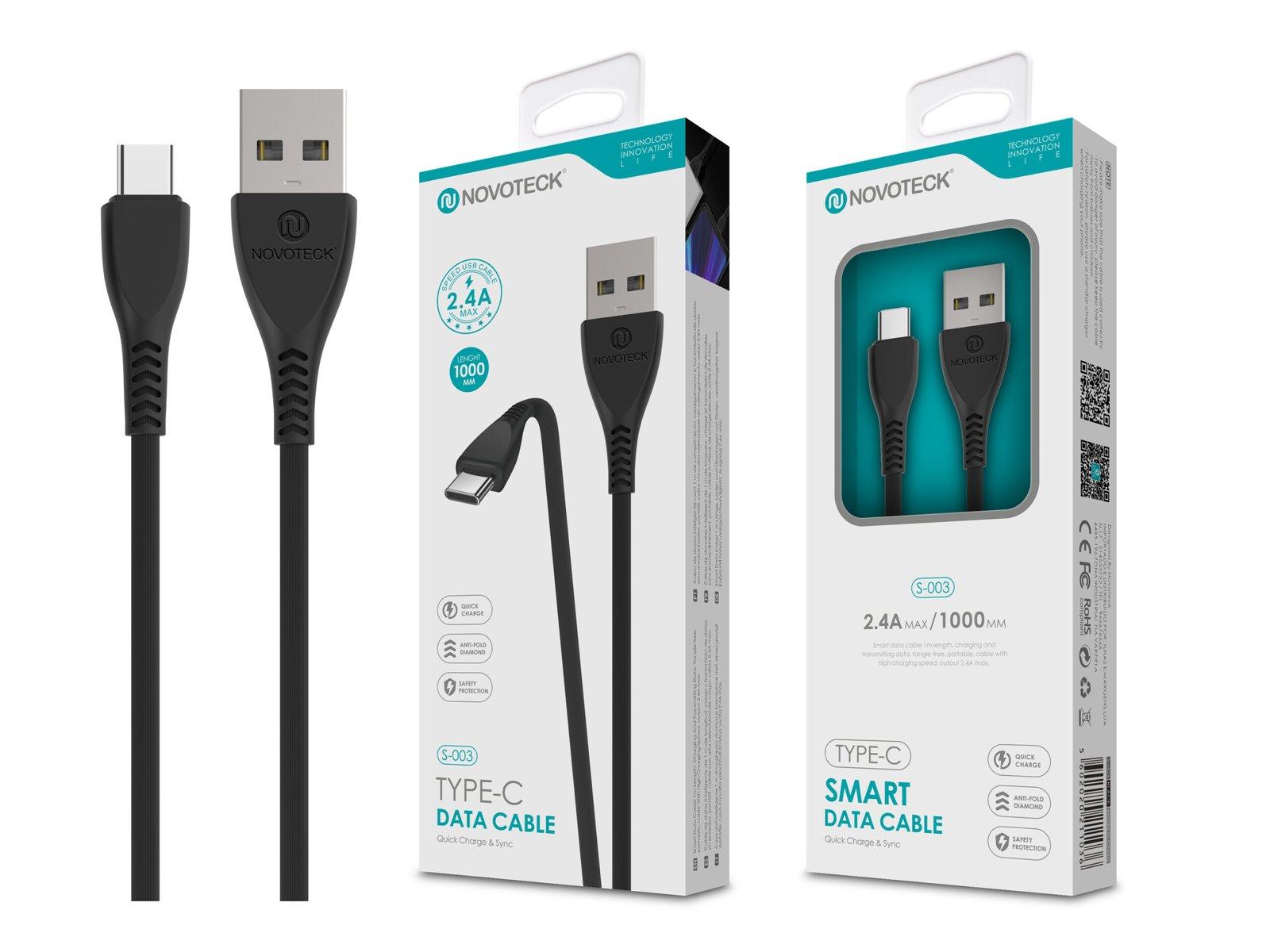 Cabo Type-C Negro 2.4A 1M S-003