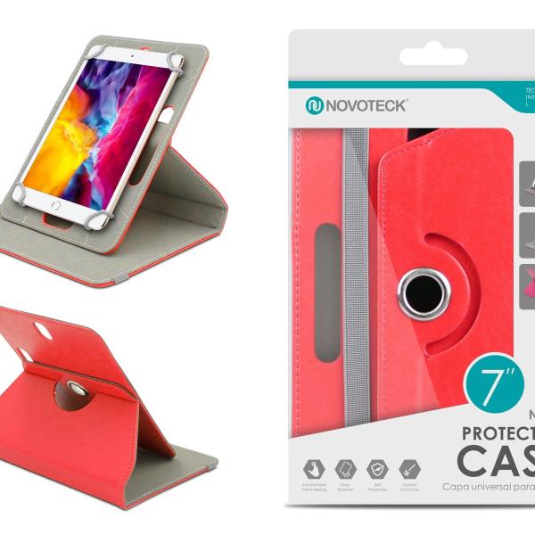 Capa Protetora Universal Vermelho para Tablet de 7'' - N-001 - Confortável, Resistente a Quedas e com Suporte Ajustável
