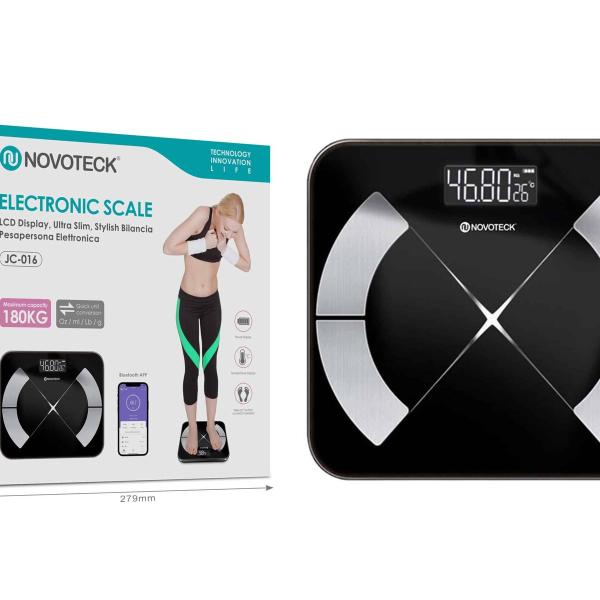 Balança Eletrónica Novoteck JC-016 com Conectividade Bluetooth, Display LCD e Alta Precisão - Capacidade até 180 kg