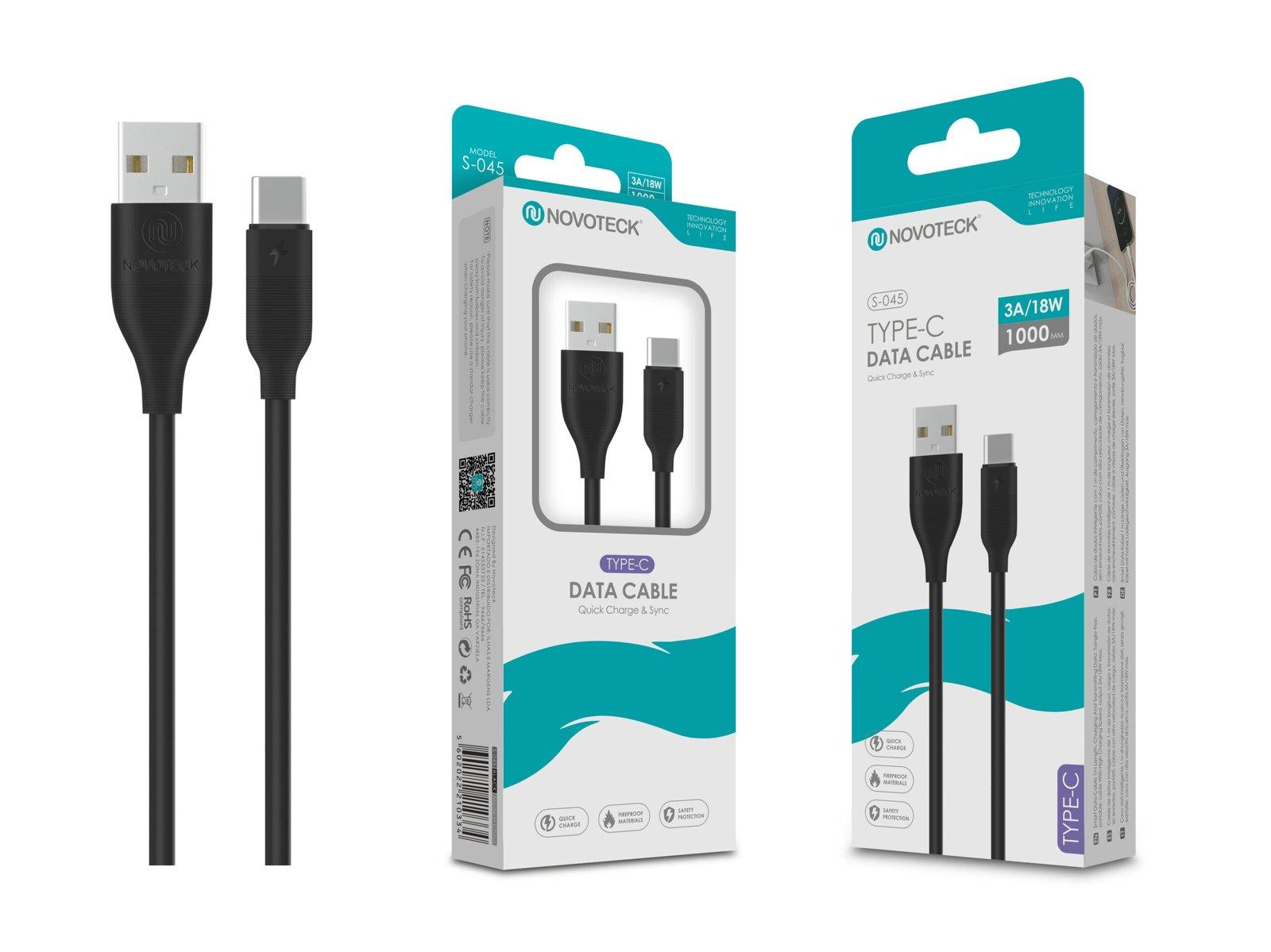 Cabo Type-C Negro 3A 1M 18W S-045