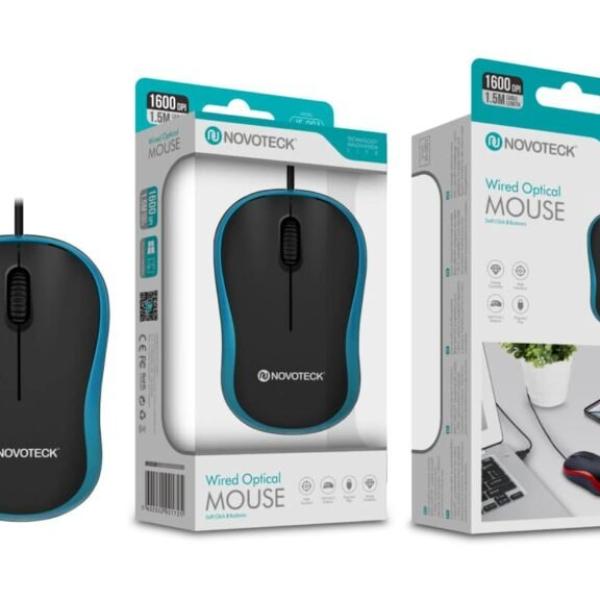 Rato Óptico com Fio Azul JS-001 – Precisão e Conforto de 1600 DPI