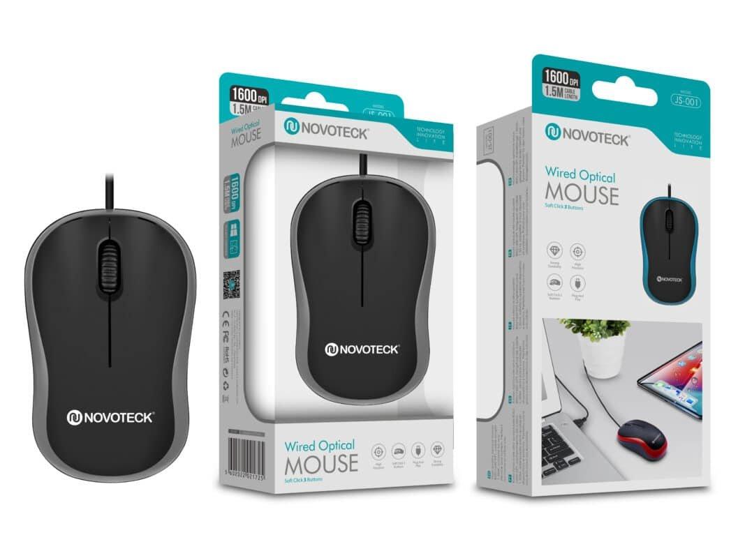 Rato Óptico com Fio Branco JS-001 - Precisão e Conforto de 1600 DPI