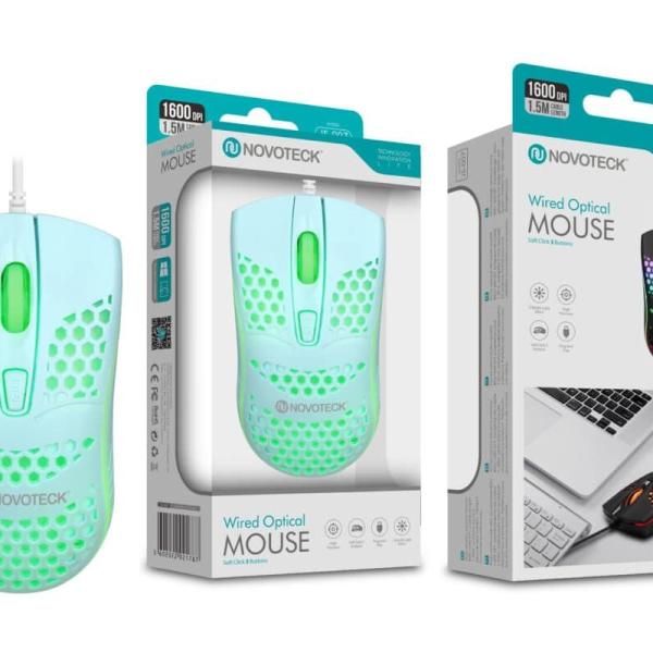 Rato Óptico Verde Mini-Perfurados com Fio JS-007