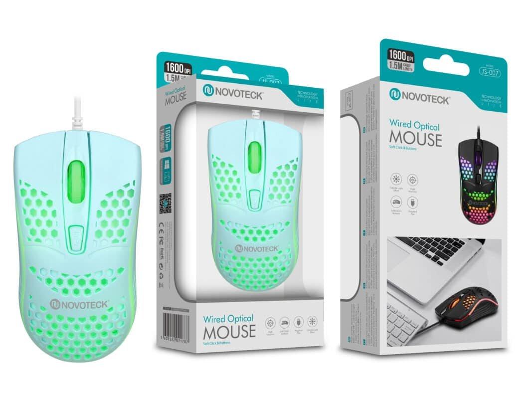 Rato Óptico Verde Mini-Perfurados com Fio JS-007