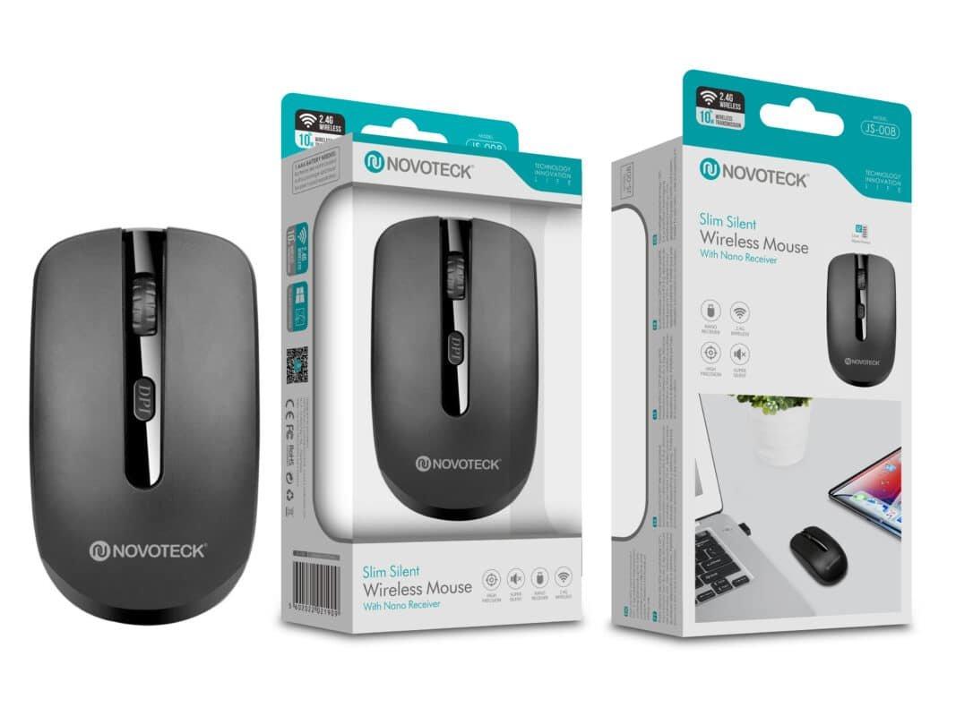 Rato Sem Fios Silencioso NOVOTECK JS-008 - Ultrafino, Clique Silencioso, Receptor Nano
