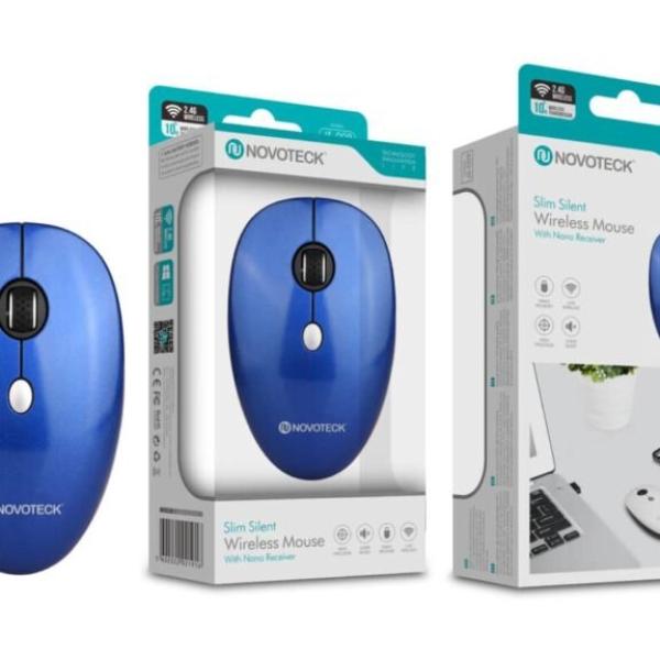 Rato Sem Fios Azul JS-009 – Design Slim, Clique Silencioso, Receptor Nano