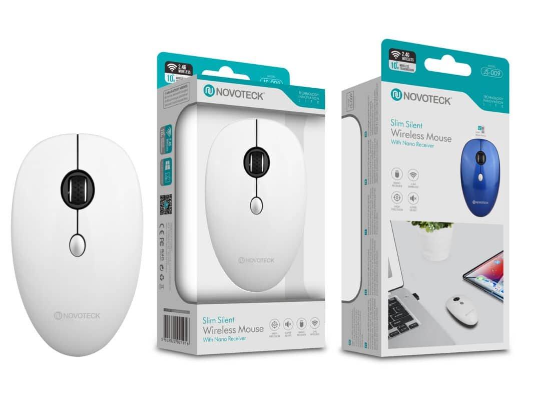 Rato Sem Fios Branco JS-009 - Design Slim, Clique Silencioso, Receptor Nano