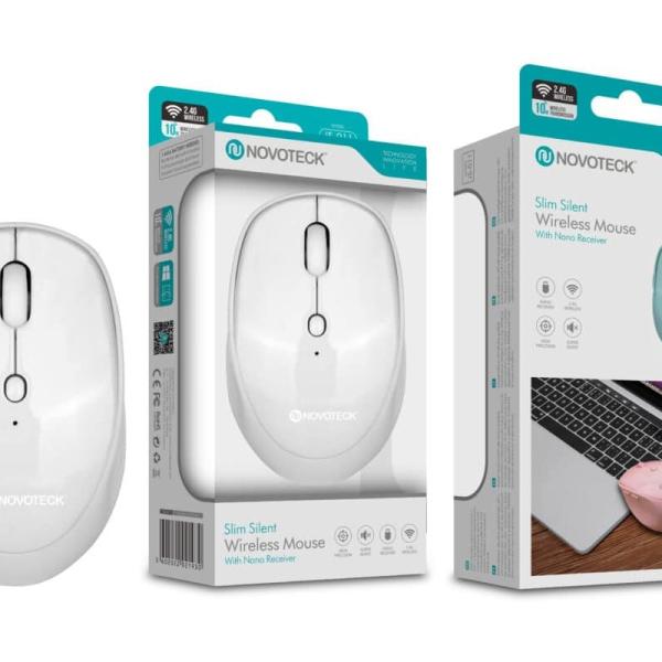 Rato Sem Fios Silencioso Branco JS-011 - Design Slim, Operação Silenciosa