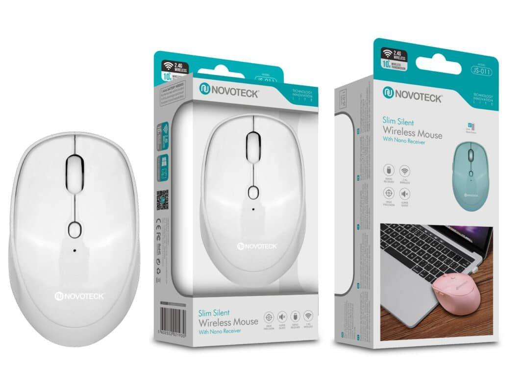 Rato Sem Fios Silencioso Branco JS-011 - Design Slim, Operação Silenciosa