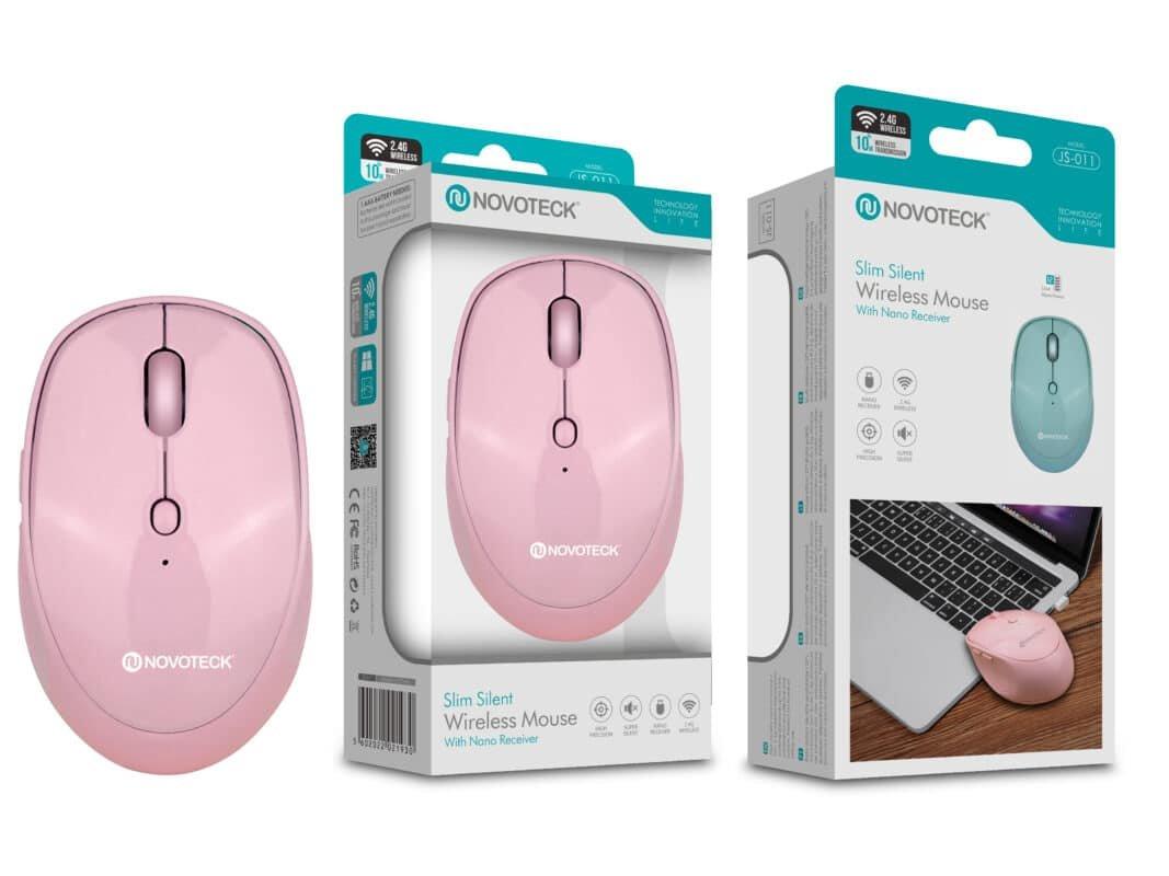 Rato Sem Fios Silencioso Rosa JS-011 - Design Slim, Operação Silenciosa