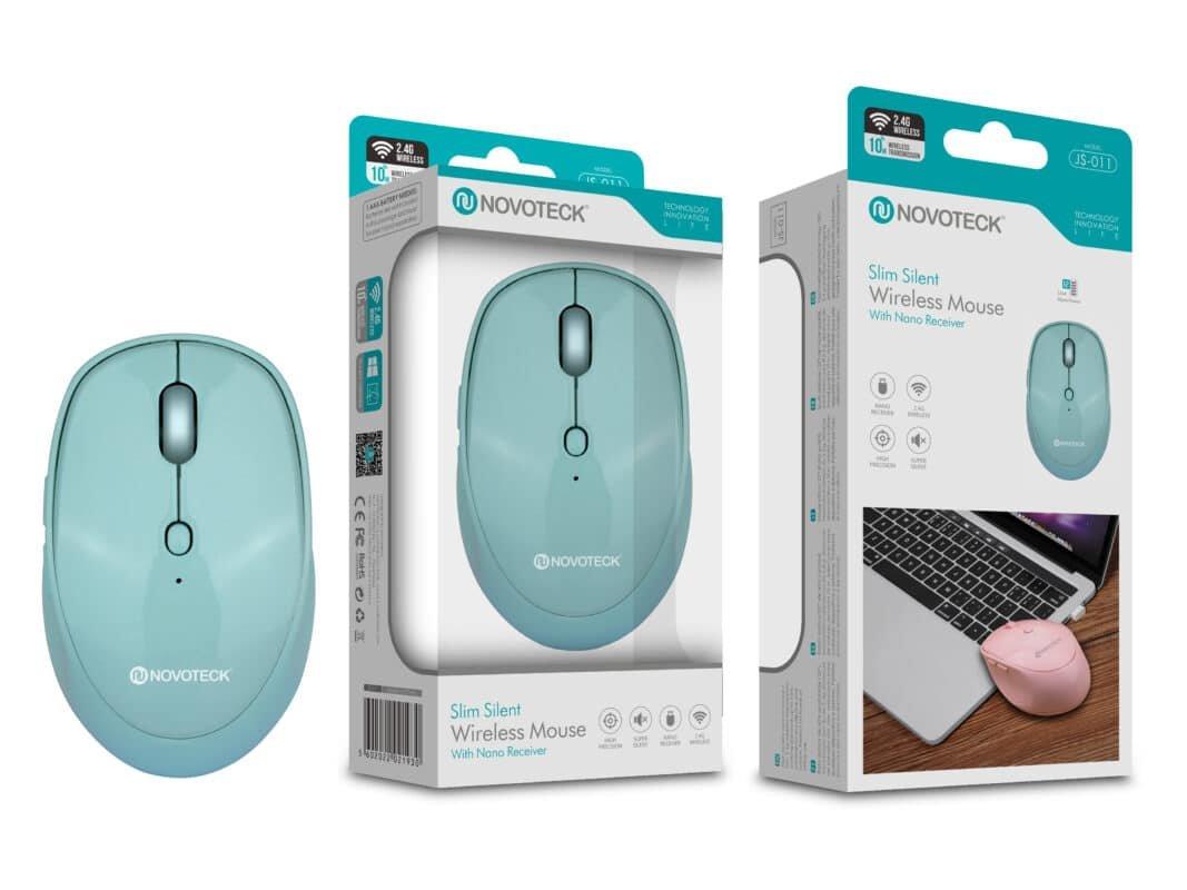 Rato Sem Fios Silencioso Verde Água JS-011 - Design Slim, Operação Silenciosa